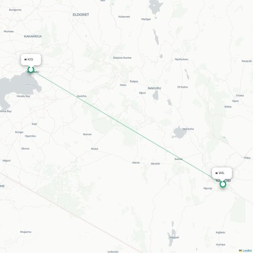 Mapa de vuelo directo Kisumu - Nairobi