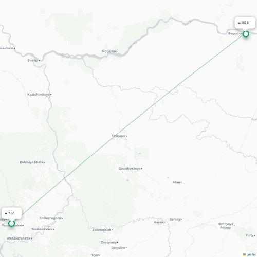 Krasnoyarsk - Big Spring karta över direktflyg