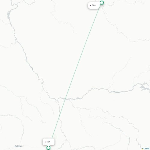 Mapa de vuelo directo Krasnoyarsk - Baykit