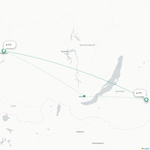 Mapa lotu bezpośredniego Krasnojarsk – Chita