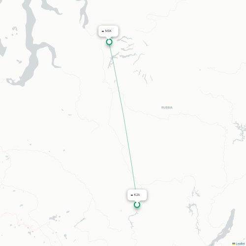 Mapa de vuelo directo Krasnoyarsk - Noril'sk