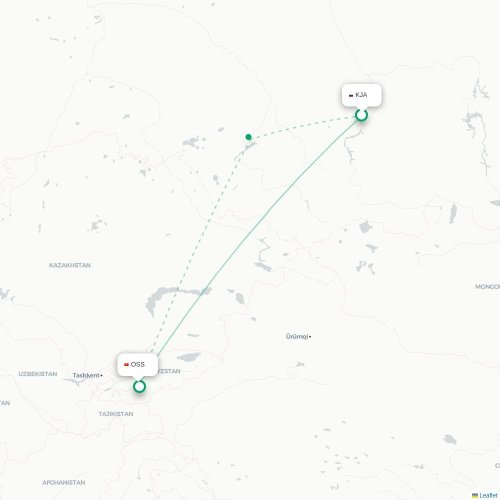 Mapa lotu bezpośredniego Krasnojarsk – Osz