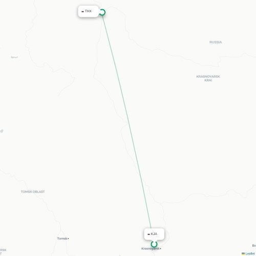 Mapa de vuelo directo Krasnoyarsk - Turukhansk