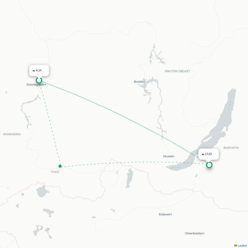 Mapa lotu bezpośredniego Krasnojarsk – Ułan-Ude