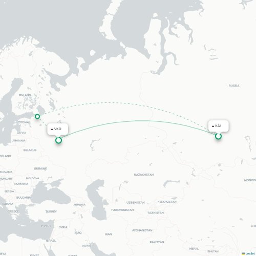 Mapa de vuelo directo Krasnoyarsk - Moscú