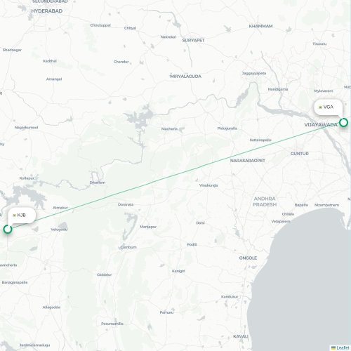 Mapa lotu bezpośredniego Kurnool – Widźajawada