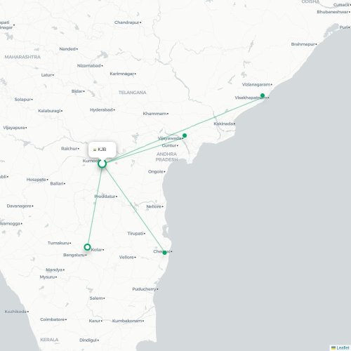 Mapa lotu bezpośredniego Kurnool – Visakhapatnam