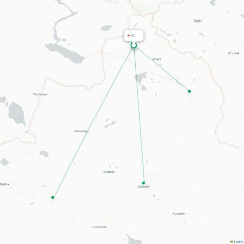 Mapa lotu bezpośredniego Altay – Fuyun