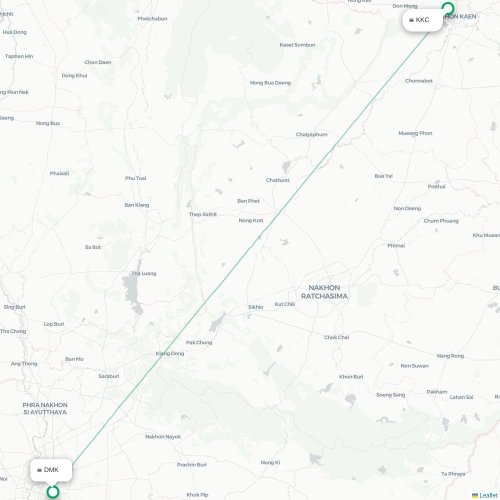 Mapa lotu bezpośredniego Khon Kaen – Bangkok