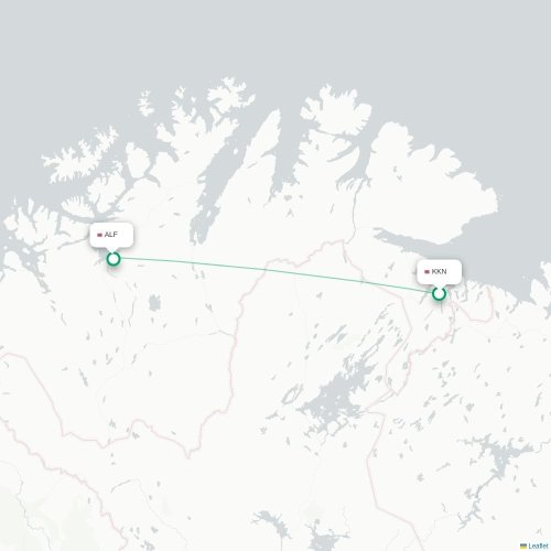 Mapa de vuelo directo Kirkenes - Alta