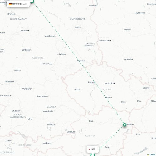 Mapa lotu bezpośredniego Klagenfurt – Hamburg