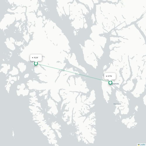 Mapa lotu bezpośredniego Klawock – Ketchikan