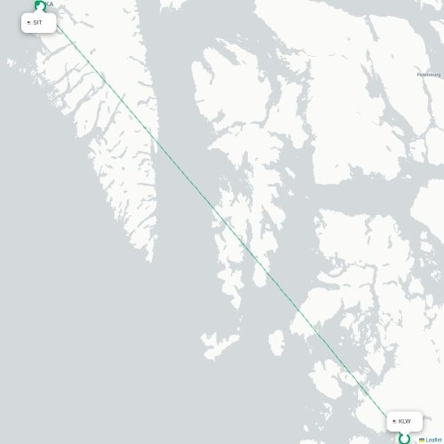 Mapa lotu bezpośredniego Klawock – Sitka