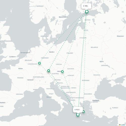 Kalamata - Helsingfors karta över direktflyg