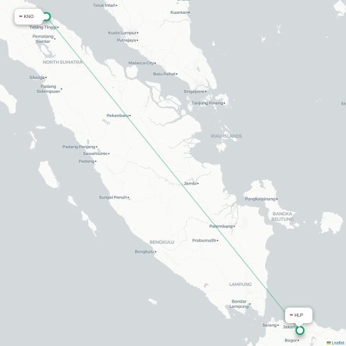 Mapa lotu bezpośredniego Medan – Dżakarta