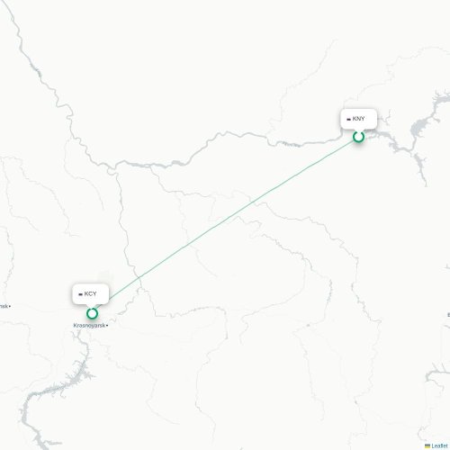Mapa de vuelo directo Kodinsk - Krasnoyarsk