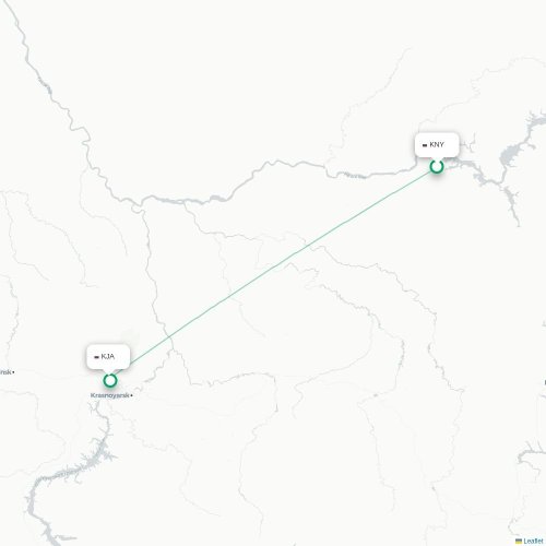 Mapa de vuelo directo Kodinsk - Krasnoyarsk