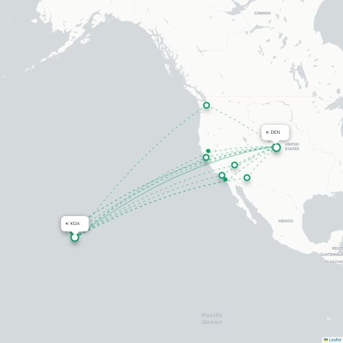 Mapa de vuelo directo Kailua-Kona - Denver
