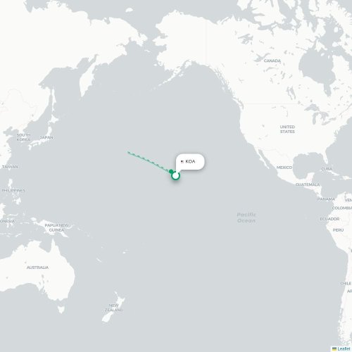 Mapa de vuelo directo Kailua-Kona - Tokio
