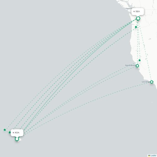 Mapa de vuelo directo Kailua-Kona - Seattle
