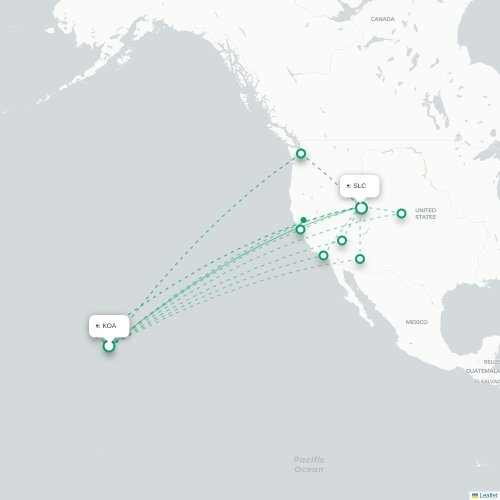 Mapa de vuelo directo Kailua-Kona - Salt Lake City
