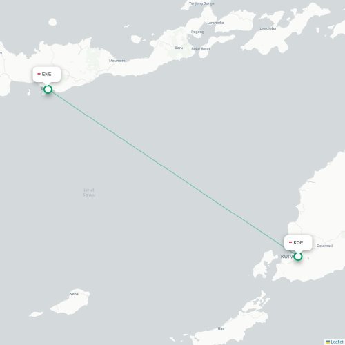 Mapa lotu bezpośredniego Kupang – Ende