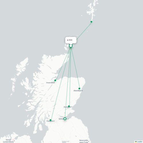 Route map Kirkwall  KOI airport