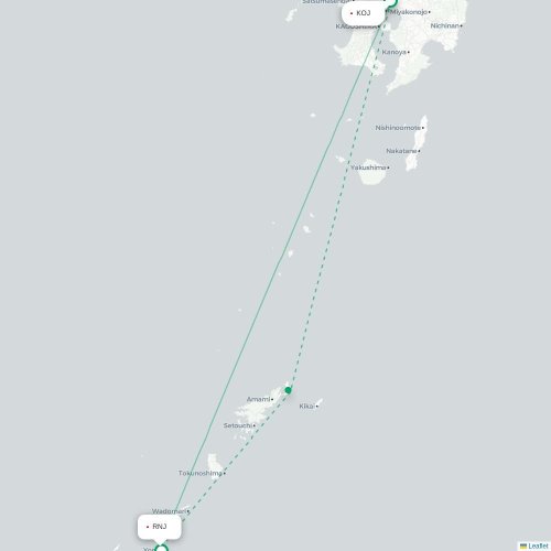 Mapa de vuelo directo Kagoshima - Yoron