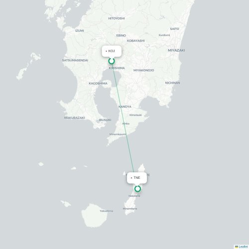 Kagoshima - Nakatane karta över direktflyg