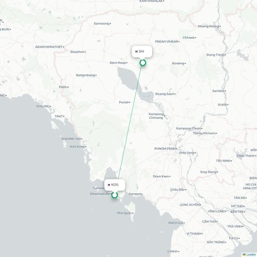 Mapa lotu bezpośredniego Krong Preah Sihanouk – Siem Reap