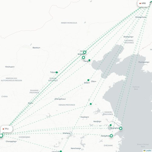 Mapa lotu bezpośredniego Ganzhou – Chengdu