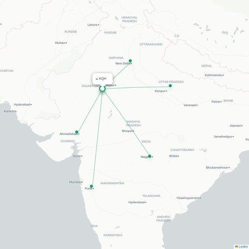 Kishangarh - Pune kort over direkte fly