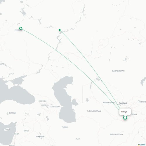 Mapa lotu bezpośredniego Kurgan Tyube – Kazań