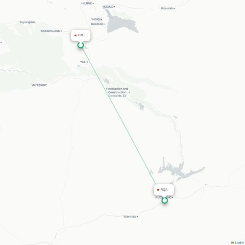 Mapa lotu bezpośredniego Bayingolin – Bayingolin