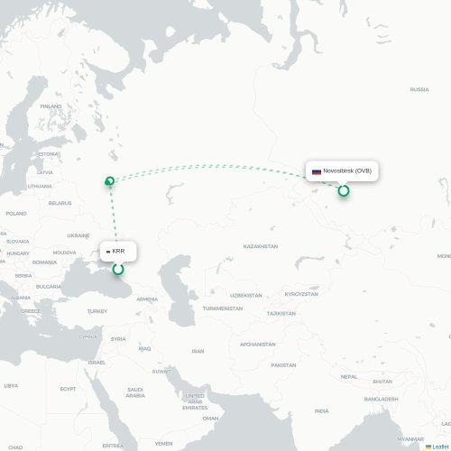 Mapa lotu bezpośredniego Krasnodar – Nowosybirsk