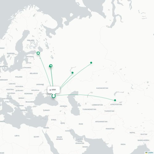 Mapa de vuelo directo Krasnodar - Tiflis