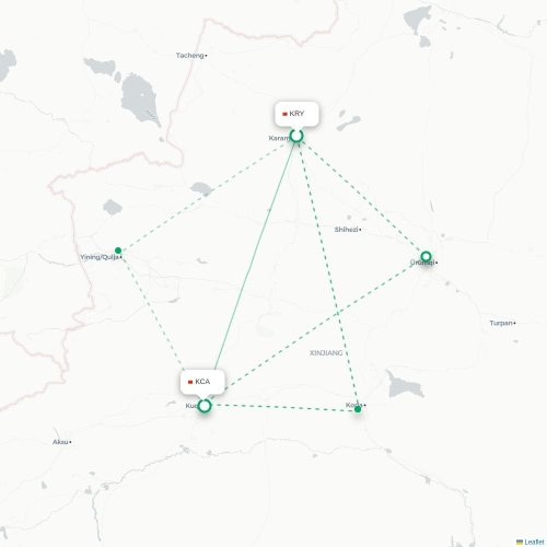 Mapa lotu bezpośredniego Karamay – Aksu