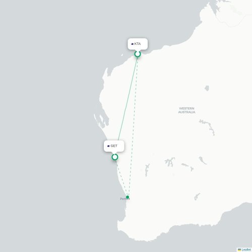 Mapa lotu bezpośredniego Karratha Zachodnia – Geraldton Zachodnia