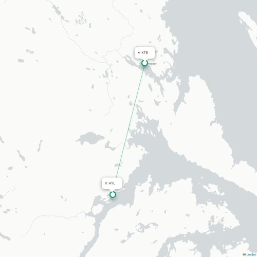 Mapa lotu bezpośredniego Thorne Bay – Hollis
