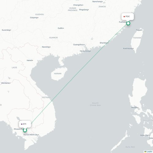 Mapa lotu bezpośredniego Phnom Penh – Fuzhou