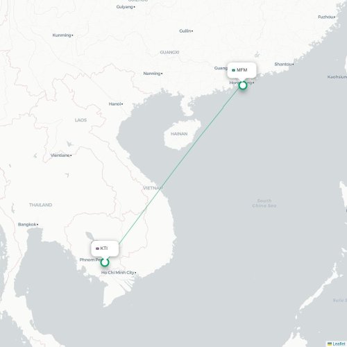 Mapa lotu bezpośredniego Phnom Penh – Makau