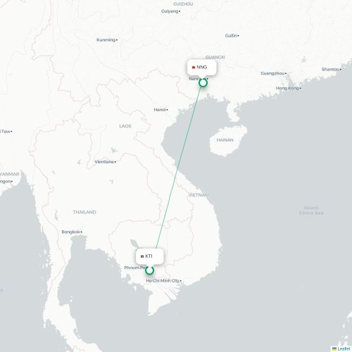 Mapa lotu bezpośredniego Phnom Penh – Nanning