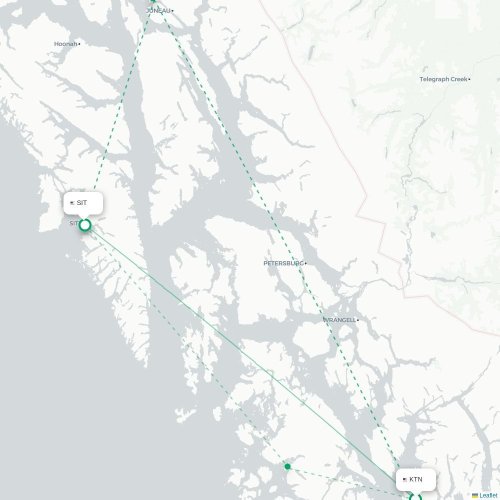 Mapa lotu bezpośredniego Ketchikan – Sitka