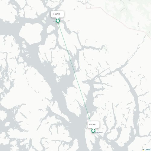 Mapa lotu bezpośredniego Ketchikan – Wrangell