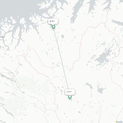 Mapa de vuelo directo Kittilä - Alta