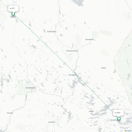 Mapa de vuelo directo Kittilä - Kuusamo