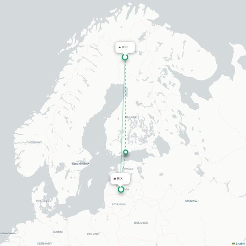 Kittila - Riga karta över direktflyg