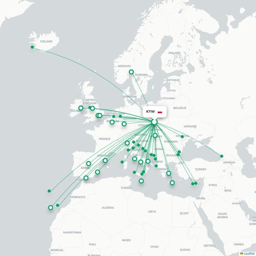 KTW routes and destination map