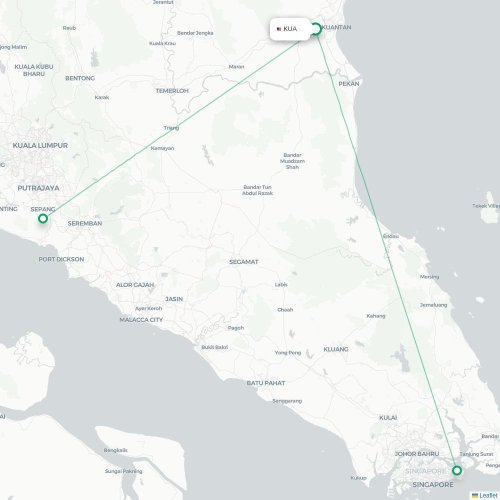 Route map Kuantan  KUA airport