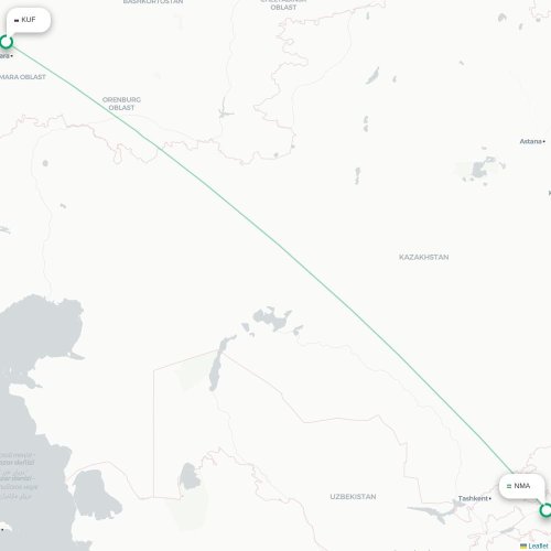Mapa de vuelo directo Samara - Namangán
